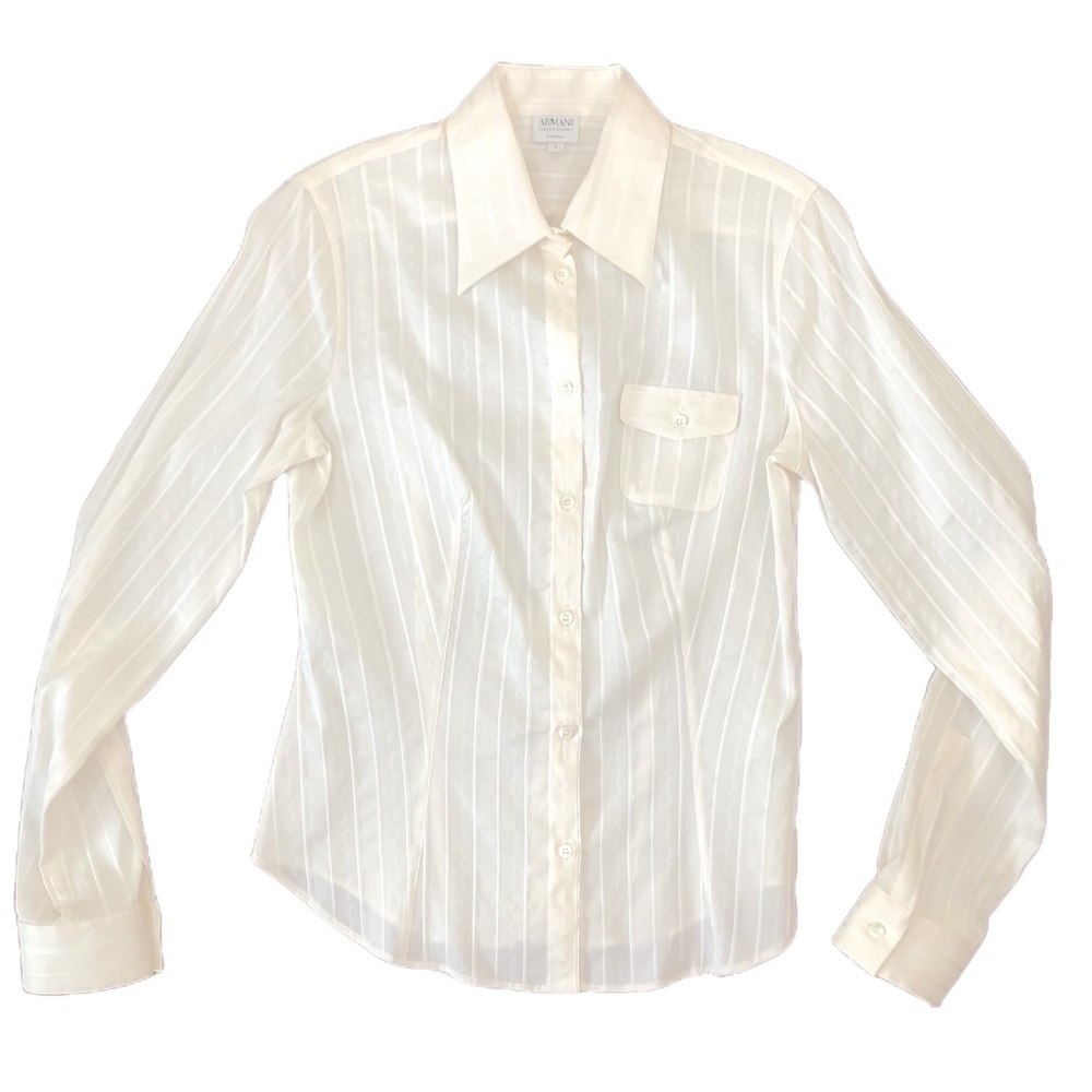 ARMANI COLLEZIONI Long Sleeve Silk Blouse - Women Size 6 Designer - Button Front